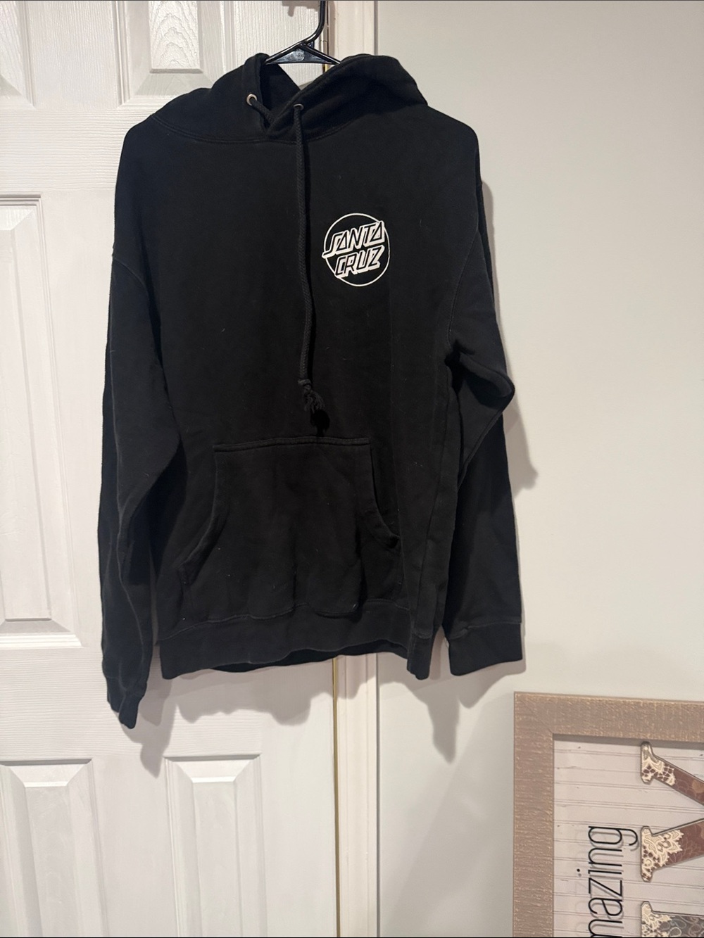 Santa Cruz Skateboards Black Hoodie with White Chest Logo
